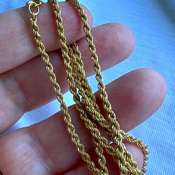 VINTAGE 14K YELLOW GOLD ROPE CHAIN NECKLACE UNISEXHALLMARKED APROX. 18”LONG